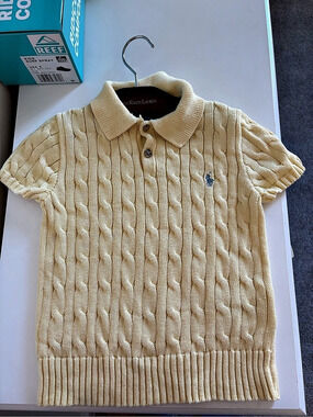 Polo Ralph Lauren Cable-Knit Cotton Polo Sweater Yellow Size 5